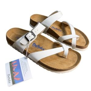 Betula by Birkenstock Mia White Toe Loop Sandals Soft Footbed EU 42 L11 M9 NEW